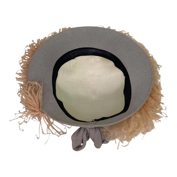 Antique Vintage Millinery Hat Peach Ostrich Plumes Feathers 1950s Unbranded